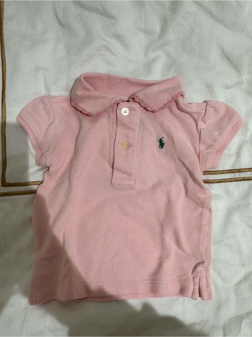 Ralph Lauren baby girl Pink Polo Top with Green Pony